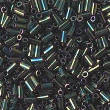 Miyuki Bugle 3mm Beads Green iris BGL1-453